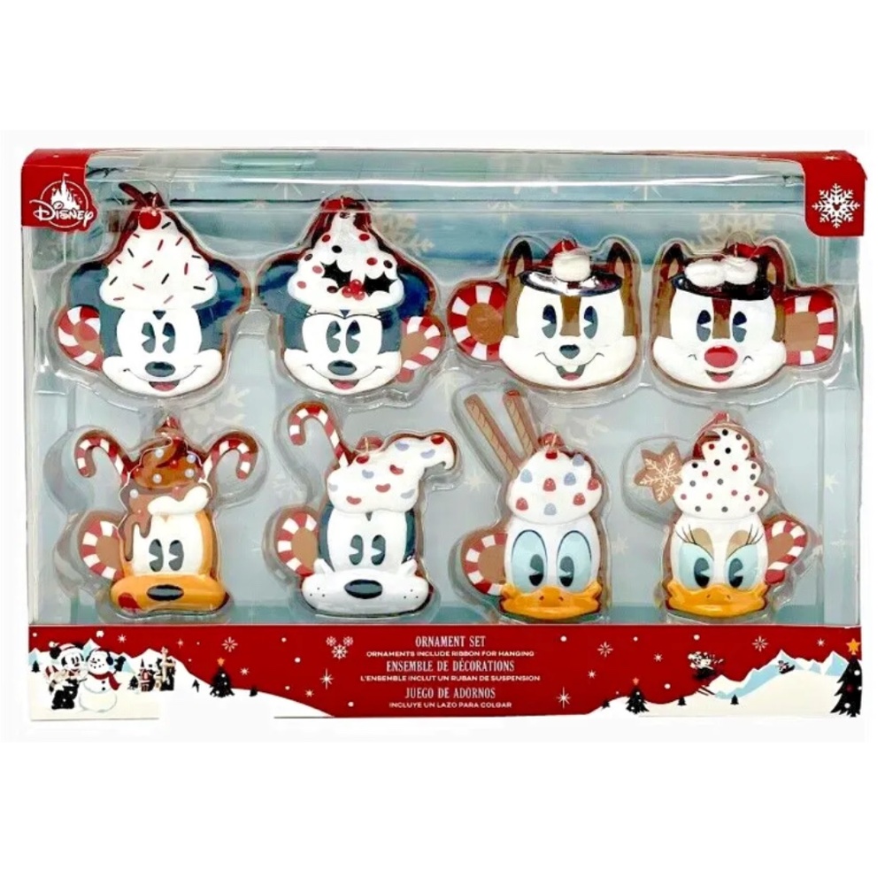 NIB Disney Parks Mickey Mouse And Friends Hot Cocoa Ornament Set